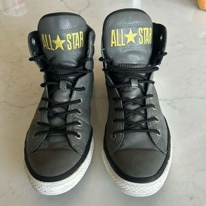 Converse All Star men’s hi top sneakers in grey with yellow accents size 10